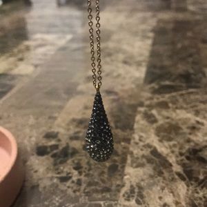 Swarovski blk  pendant with crystals on gold chain
